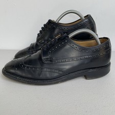 Vintage Mens Loake Shoes Black UK 8 Leather Semi Brogues Derby Wingtip Lace Up