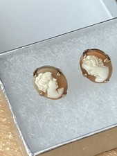 9ct Gold Cameo Earrings Oval