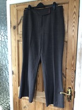 BHS Ladies Brown Polyester Blend Fine Herringbone Detail Trousers Size 16
