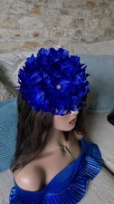Elegant Royal Blue All Feather Fascinator For Weddings, Races, & Christenings