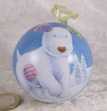 Snow man Snowdog 2017 tin bauble shaped Christmas decoration collectable