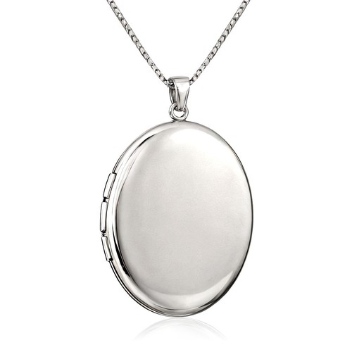 Plain sterling silver oval