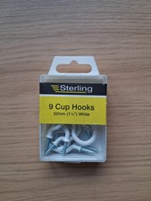 9pcs Cup Hooks Screw In Plastic Coated 32mm White Kitchen Mug Hanging