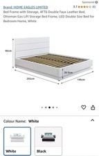 Ottoman Double Bed Storage Lift up Faux Leather with Matress and Duvet