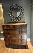 Rare Waring and Gillows Oak Chest Of Drawers, With 4 Drawers Early 20 Century