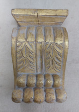 Carved wooden wall shelf corbel, distressed gilt gold painted sconce