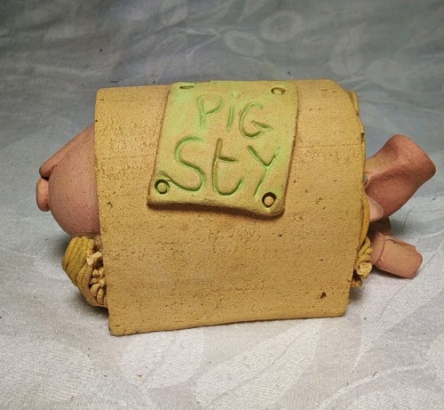 Vintage handmade pottery pig - vintage,