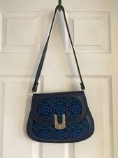 Vintage Real Welsh Tapestry Saddle shaped Shoulder Bag Pure Wool Made In Wales