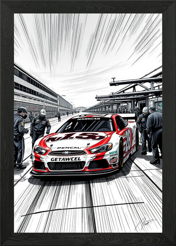 Nascar stock car pit framed - stock,