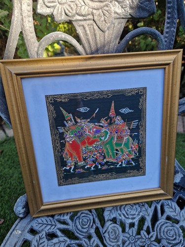 Framed silk painting thai - painting,