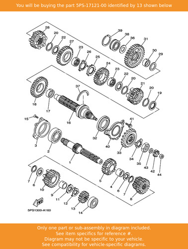 Yamaha gear 2nd pinion - pinion, (13t)