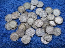 25 BRITISH SILVER THREE PENCE PIECES 3d's KING GEORGE V & VI  1920 - 1941