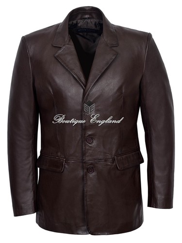Mens leather blazer brown - blazer,