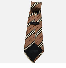 Vintage Burberry London Beige Nova Stripe Classic Tie 100% Silk Made in England