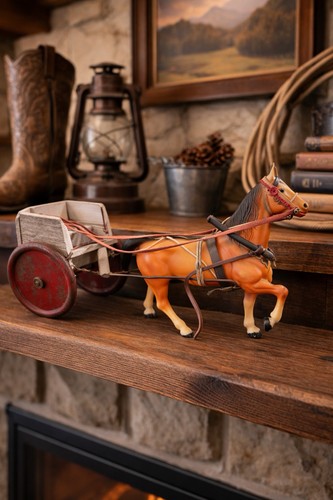 Vintage toy horse wagon - vintage,