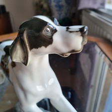 USSR Porcelain Figurine LFZ Lomonosov Pointer Dog Black & White 60s vintage 