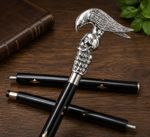 Victorian style raven - style, skull