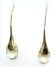 Sterling Silver & Prasiolite Amethyst Dangle Hook Earrings 5.3 grams