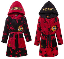 Harry Potter Dressing Gown For Kids Hogwarts Boys Girls Hooded Bath Robe Gift