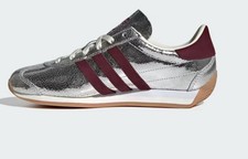 UK 4.5 adidas Country Og Womens Fashion Trainers in Silver Maroon unisex 
