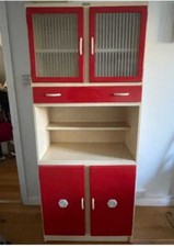 1950s Vintage Kitchen Cabinet In Red & White