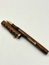 Pink Waterman Ideal Ripple Fountain Pen No 7 Hallmarked 9ct Gold Band On Cap