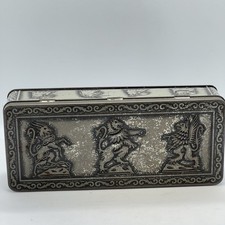 Vintage, Un-Branded Rectangular Tin/Box, Decorated With Heraldic Animals.