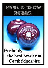 Bowls Birthday Card Personalised Probably Best Bowler c/w envelope Lawn Green