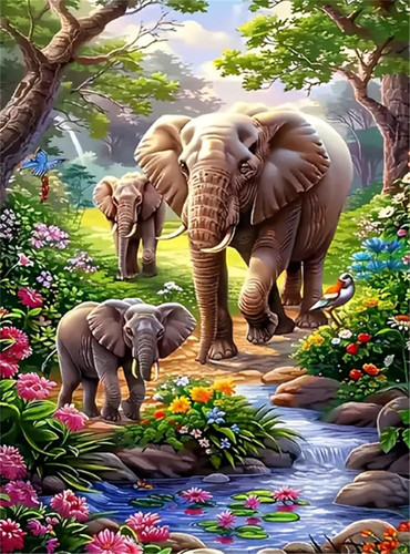 Three elephants diamond - three,