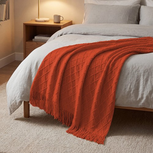 Knitted tassel throw - knitted,