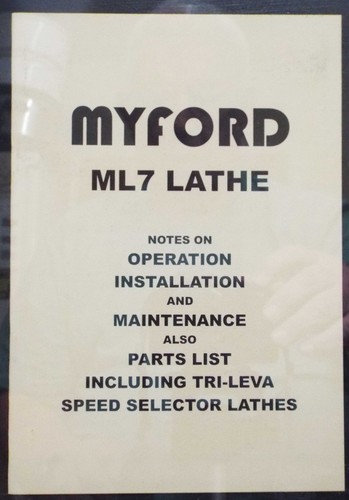 Myford ml7 lathe - lathe, manual