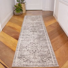 Modern Faded Distressed Rug | Small Large Living Room Rugs | Grey Hall Runners