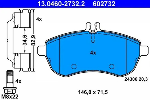 Brake pads 0460 2732 - 13.0460-2732.2, ate
