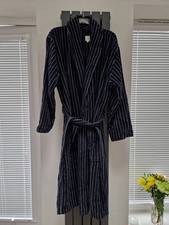 BNWOT John Lewis Navy Blue & White Stripe Velour Bath Robe Size XL