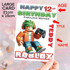 ROBLOX Headphones Boys Birthday Card Personalised Grandson, Son, Brother, Nephew