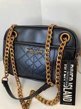 River Island BLACK bag long strap shoulder faux leather BAG new with tags