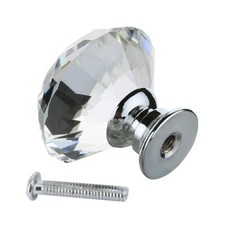 Large 40mm Crystal Diamond Glass Door knobs Drawer Cupboard Cabinet 1-32PCS