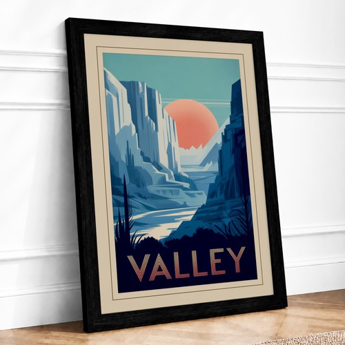 Desert valley sunrise - desert, art