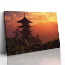 Chinese House at Sunset Canvas