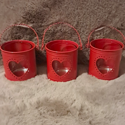 Set red metal heart tea - metal,
