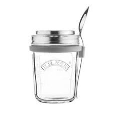Kilner 0.35 Litre Glass On the Go Breakfast Jar Spoon Set work Home Kid