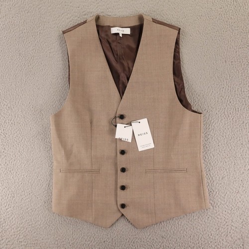 Reiss vest 38r beige hopsack - s,