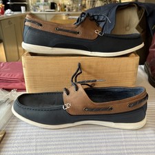 Seafarer Mens UK 11 Deck Boat Shoes Sailing Nautical Slip-On Leather Summer Blue
