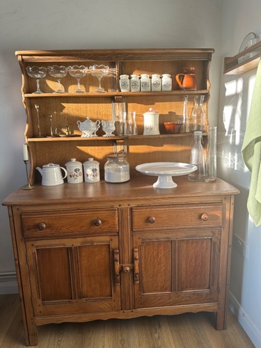 Vintage oak kitchen dresser - vintage,