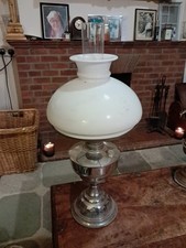 VINTAGE ALADDIN 23inch Oil Lamp Metal & Glass + Milk Glass Shade 