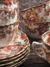 RARE Samuel Radford FIVE Victorian Demitasse Cups & Saucers c1880 EXCELLENT