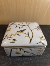 India Jane Square Ceramic Trinket Box  Bird Decoration