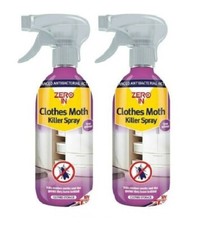 2x500ml Zero in Clothes Moth & Larvae & Eggs Killer Spray Solvent Free Cupboard
