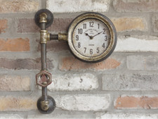 Industrial Pipe Wall Clock Vintage Warehouse Style Pipe Fittings Retro Design