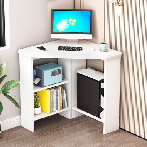 White corner computer - white, desk